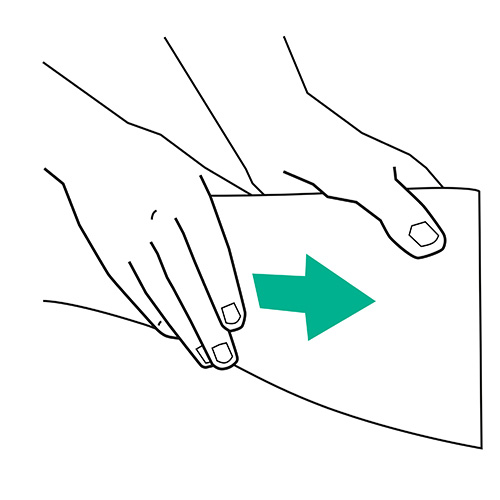 Graphic of manual lymphatic drainage: upward hand movement on a leg