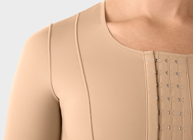 Juzo Comprima Tronco curto Fecho com colchete de 3 fileiras