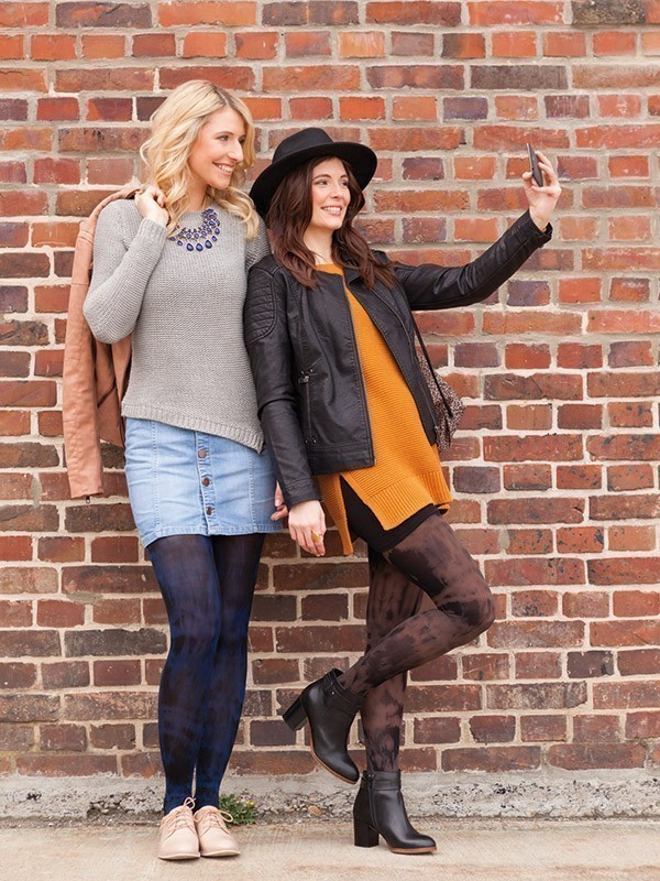 Patients wearing Blueberry & Black and Cinnamon & Black Two women taking a selfie
