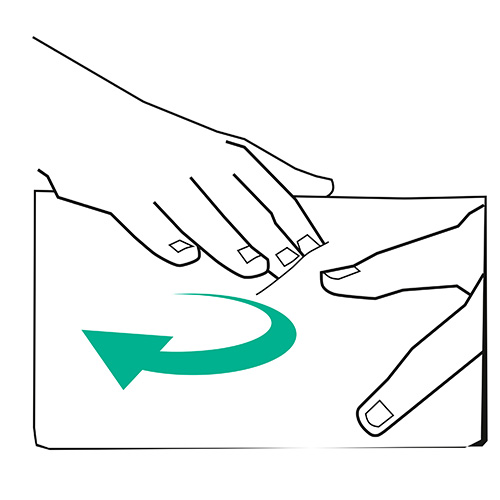 Graphic of manual lymphatic drainage: circular hand movement on a leg