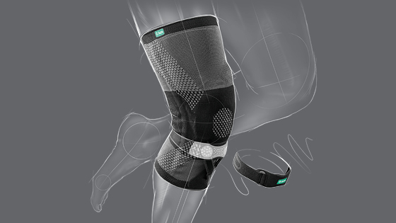 Tegning Stabilisering og genopretning Tegnet fremhævelse af Patella Xtec Plus-knæortosens genopretning